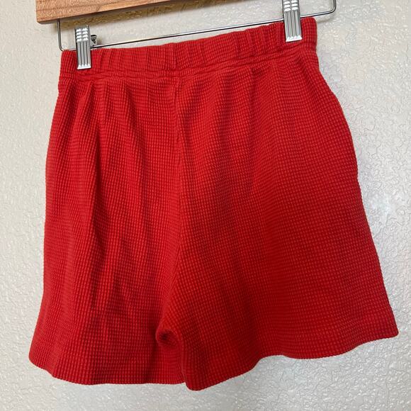 NOBLE High Waist Waffle Knit Lounge Shorts XS Comfy Casual Cotton Burnt Orange - Picture 4 of 5